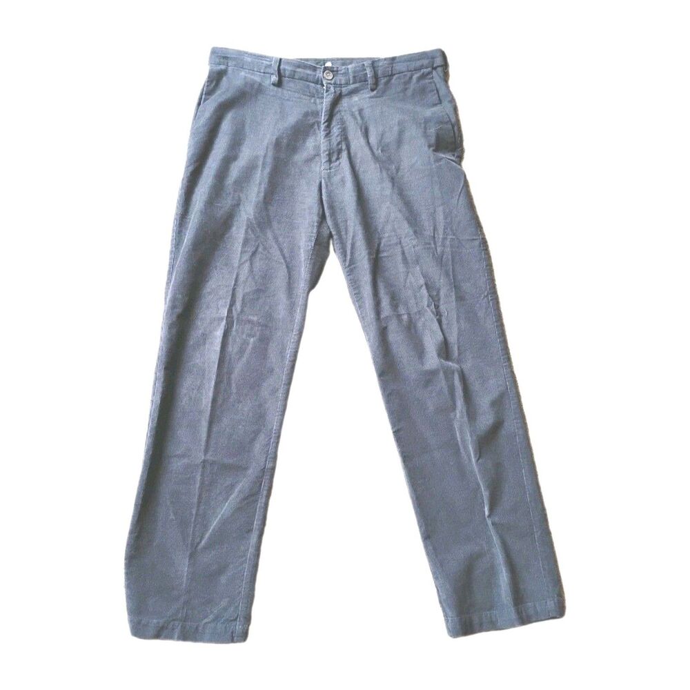 HAGGAR MEN PANTS 36x32 GRAY CLASSIC FIT PREMIUM STRETCH CORDUROY COTTON TROUSERS